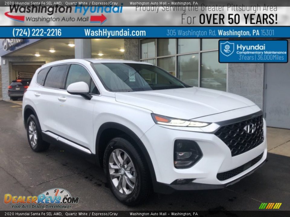 2020 Hyundai Santa Fe SEL AWD Quartz White / Espresso/Gray Photo #1