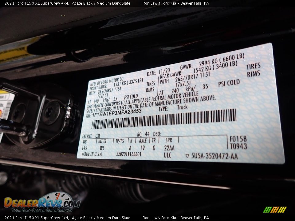 2021 Ford F150 XL SuperCrew 4x4 Agate Black / Medium Dark Slate Photo #15