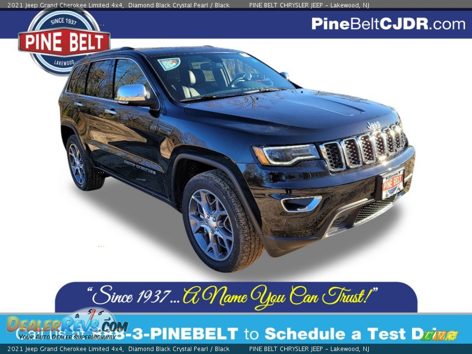 2021 Jeep Grand Cherokee Limited 4x4 Diamond Black Crystal Pearl / Black Photo #1