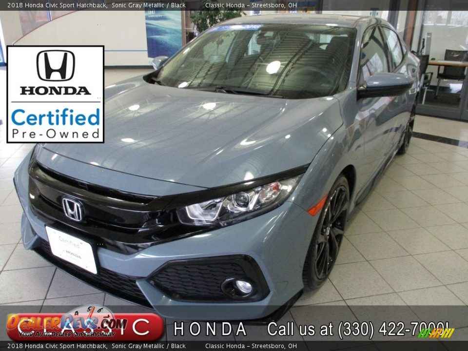 2018 Honda Civic Sport Hatchback Sonic Gray Metallic / Black Photo #1