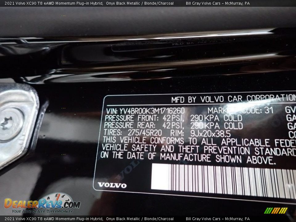 2021 Volvo XC90 T8 eAWD Momentum Plug-in Hybrid Onyx Black Metallic / Blonde/Charcoal Photo #11