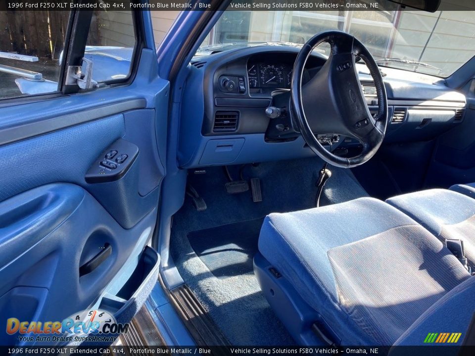 Blue Interior - 1996 Ford F250 XLT Extended Cab 4x4 Photo #8