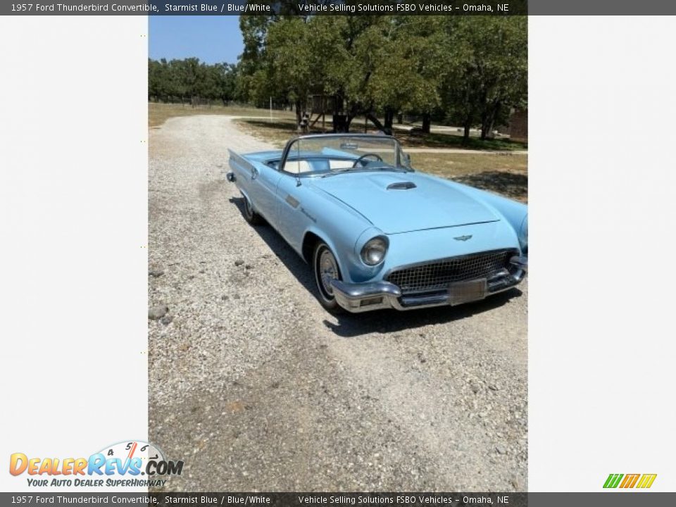 1957 Ford Thunderbird Convertible Starmist Blue / Blue/White Photo #12