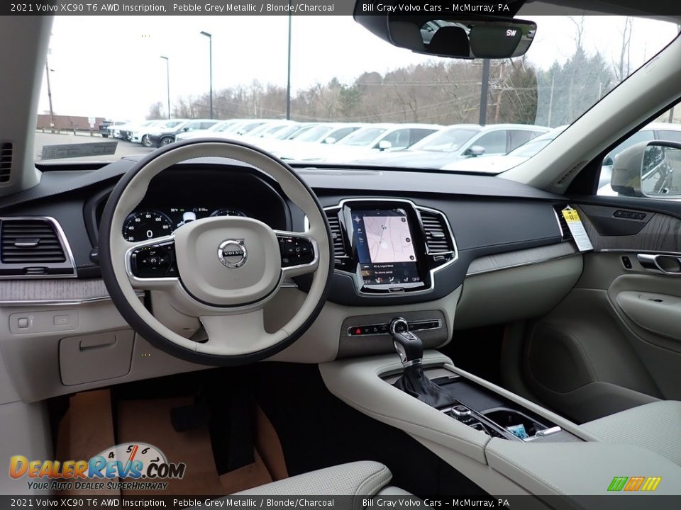 2021 Volvo XC90 T6 AWD Inscription Pebble Grey Metallic / Blonde/Charcoal Photo #9