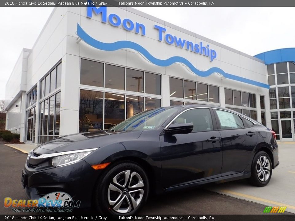 2018 Honda Civic LX Sedan Aegean Blue Metallic / Gray Photo #1
