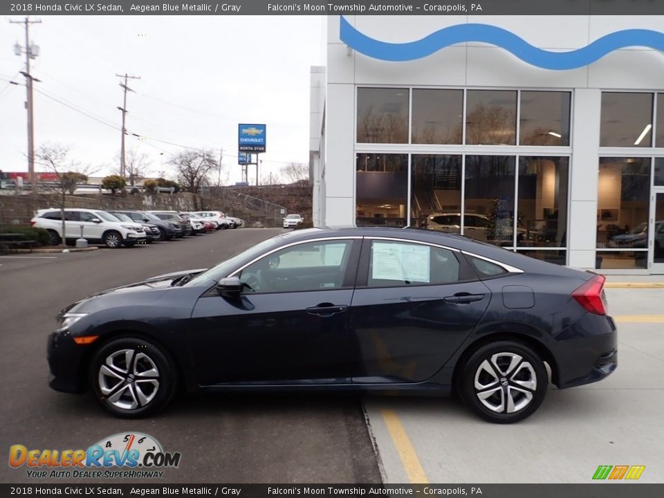 2018 Honda Civic LX Sedan Aegean Blue Metallic / Gray Photo #2