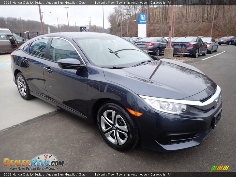 2018 Honda Civic LX Sedan Aegean Blue Metallic / Gray Photo #7