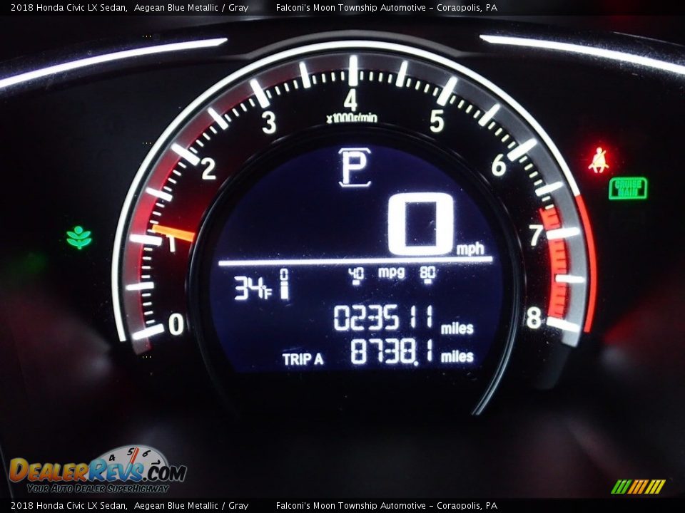 2018 Honda Civic LX Sedan Aegean Blue Metallic / Gray Photo #24