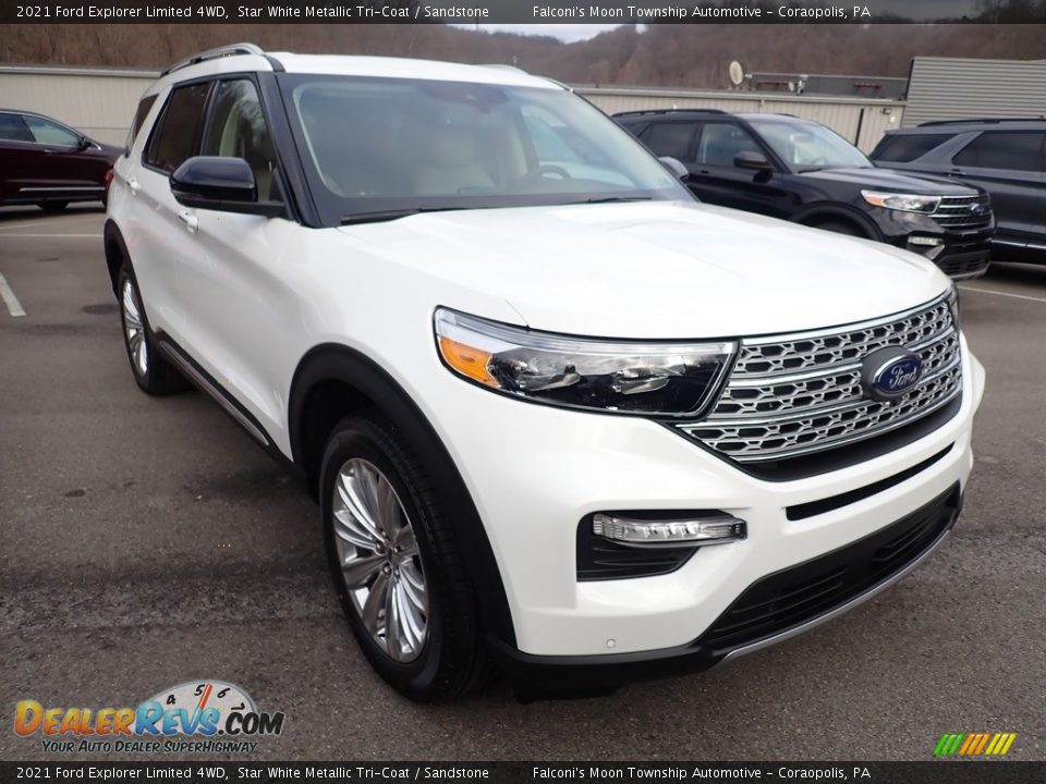 2021 Ford Explorer Limited 4WD Star White Metallic Tri-Coat / Sandstone Photo #3