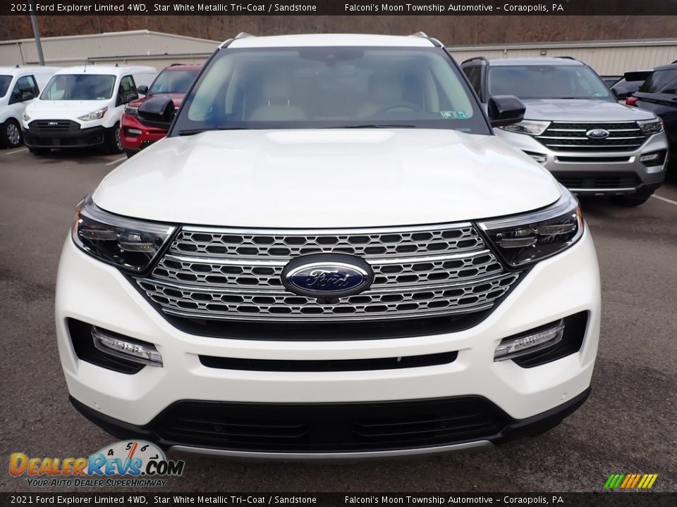 2021 Ford Explorer Limited 4WD Star White Metallic Tri-Coat / Sandstone Photo #4