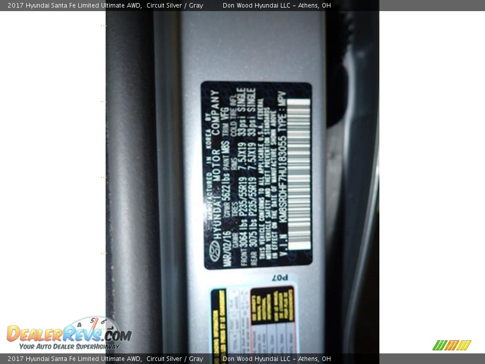 2017 Hyundai Santa Fe Limited Ultimate AWD Circuit Silver / Gray Photo #34