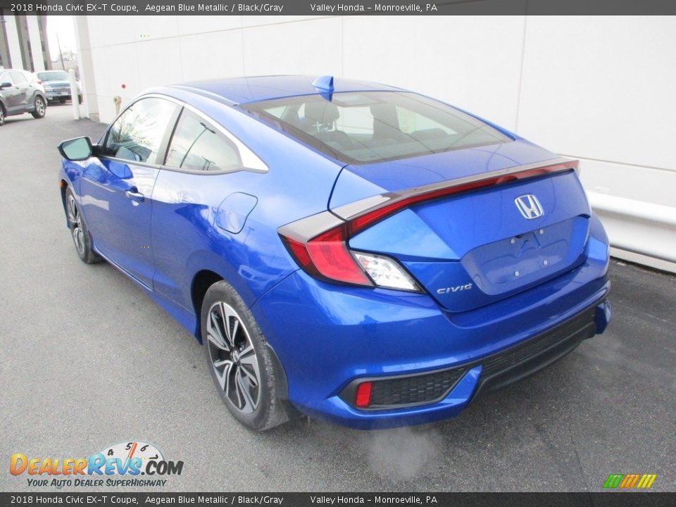 2018 Honda Civic EX-T Coupe Aegean Blue Metallic / Black/Gray Photo #3