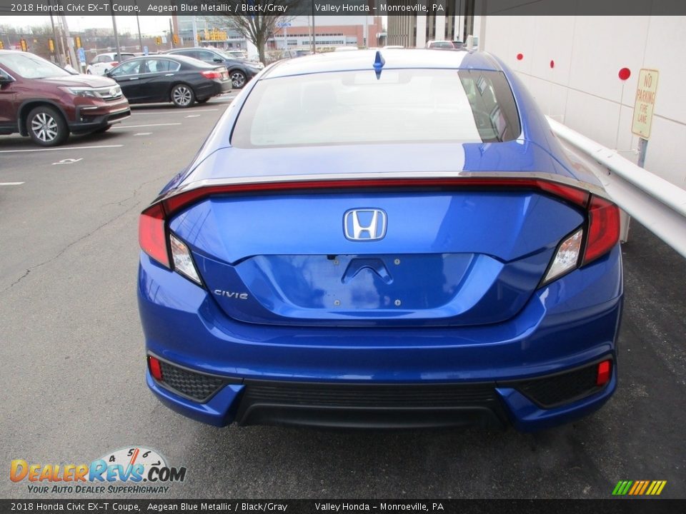 2018 Honda Civic EX-T Coupe Aegean Blue Metallic / Black/Gray Photo #4