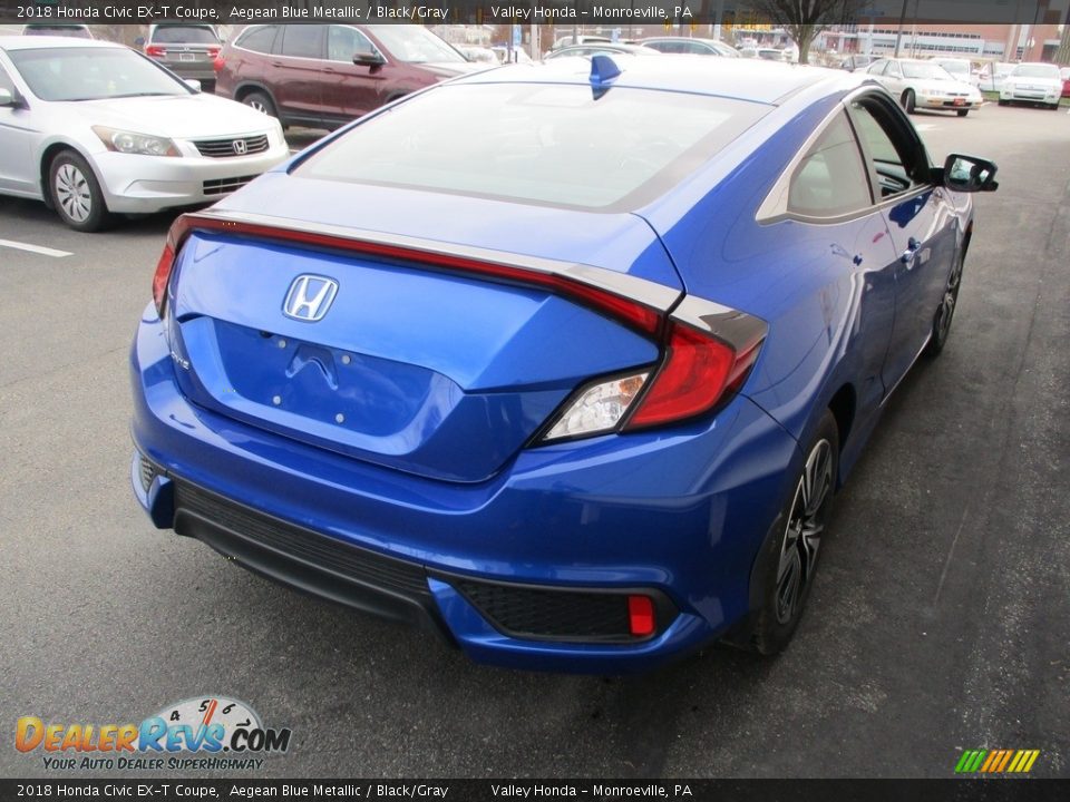 2018 Honda Civic EX-T Coupe Aegean Blue Metallic / Black/Gray Photo #5