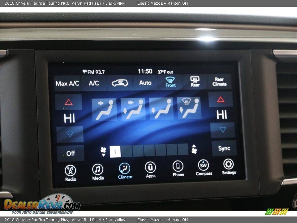 2018 Chrysler Pacifica Touring Plus Velvet Red Pearl / Black/Alloy Photo #11