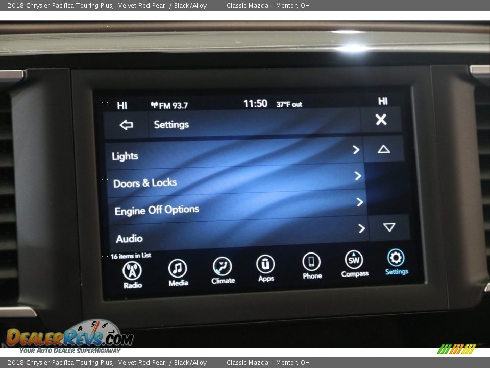 2018 Chrysler Pacifica Touring Plus Velvet Red Pearl / Black/Alloy Photo #16