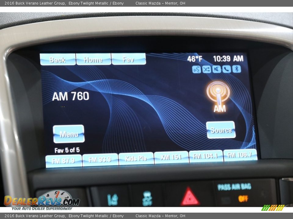 2016 Buick Verano Leather Group Ebony Twilight Metallic / Ebony Photo #10