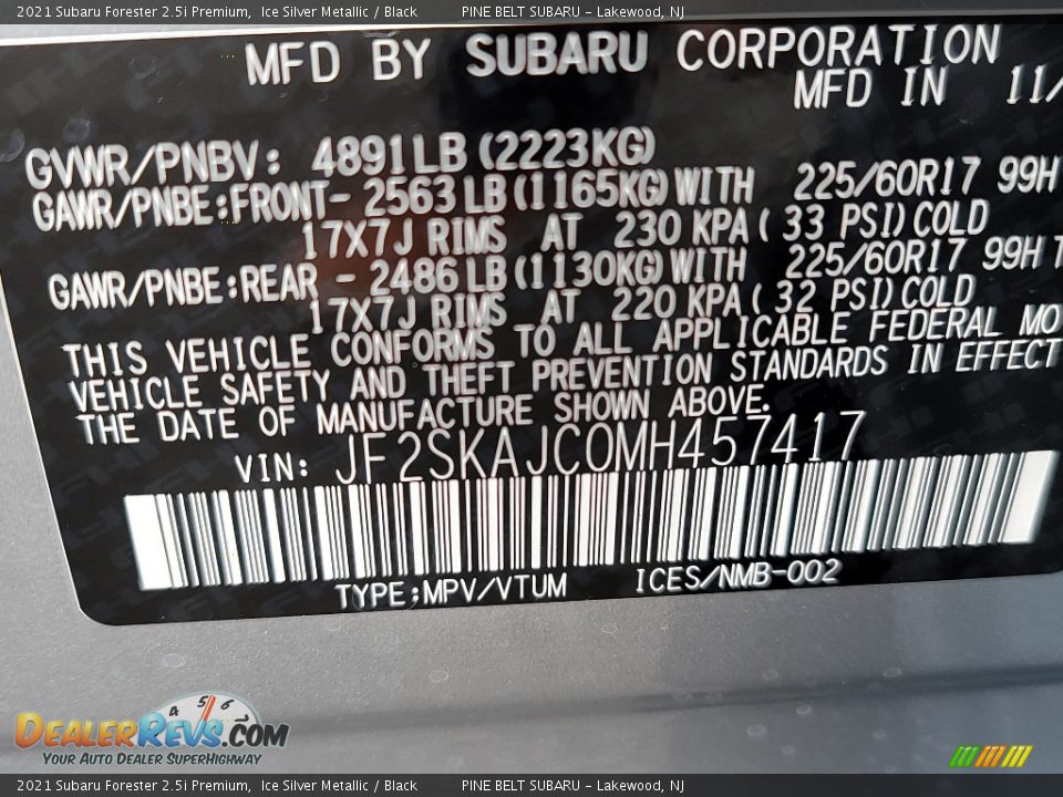 2021 Subaru Forester 2.5i Premium Ice Silver Metallic / Black Photo #15