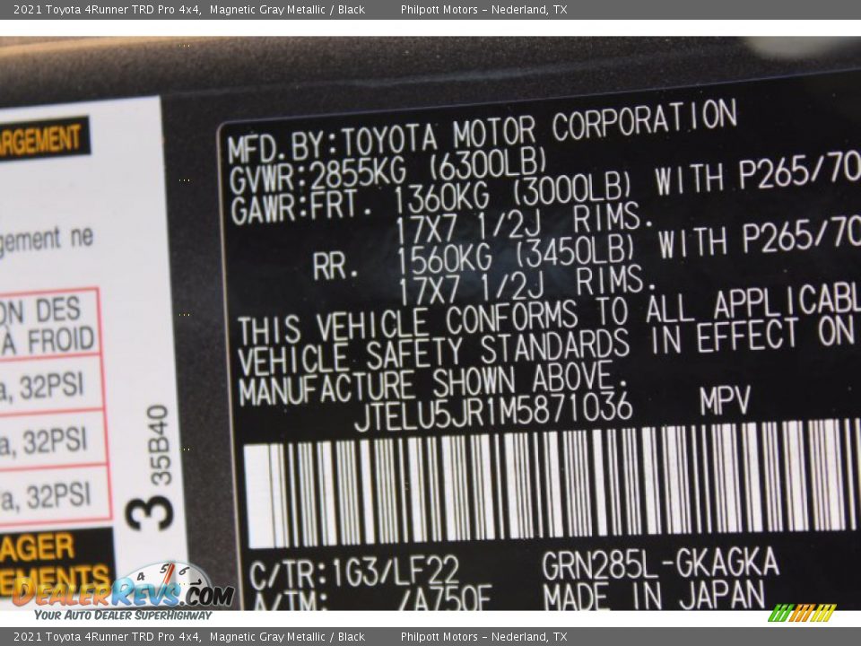 2021 Toyota 4Runner TRD Pro 4x4 Magnetic Gray Metallic / Black Photo #24