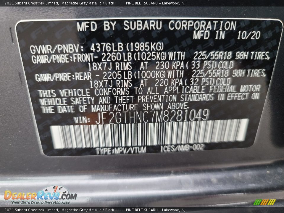 2021 Subaru Crosstrek Limited Magnetite Gray Metallic / Black Photo #14