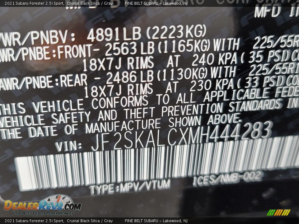2021 Subaru Forester 2.5i Sport Crystal Black Silica / Gray Photo #10