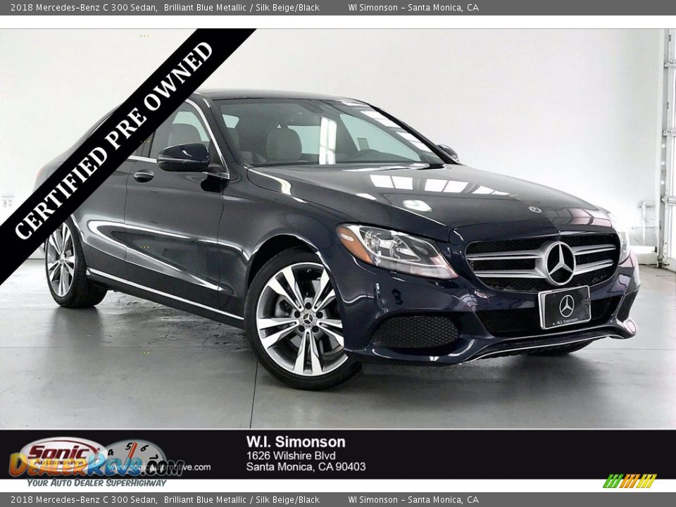 2018 Mercedes-Benz C 300 Sedan Brilliant Blue Metallic / Silk Beige/Black Photo #1