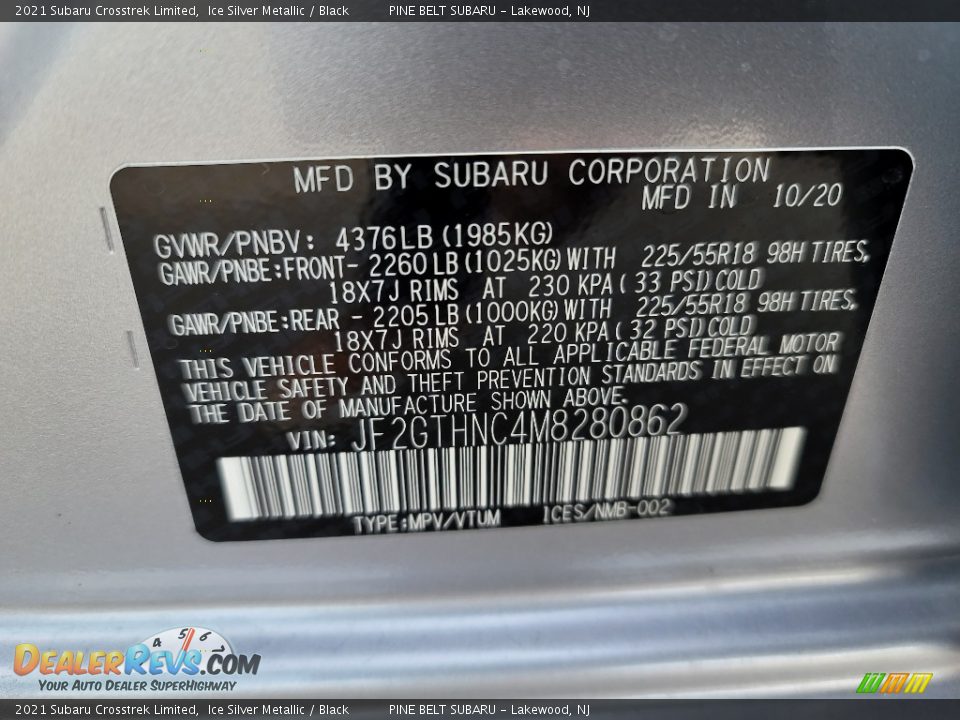 2021 Subaru Crosstrek Limited Ice Silver Metallic / Black Photo #14