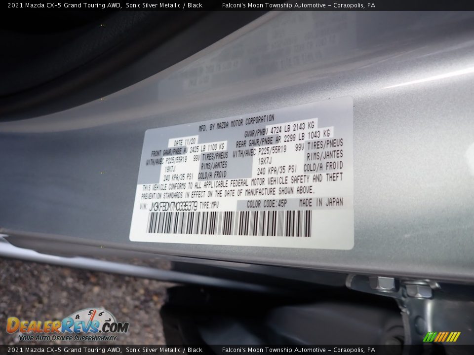 2021 Mazda CX-5 Grand Touring AWD Sonic Silver Metallic / Black Photo #12
