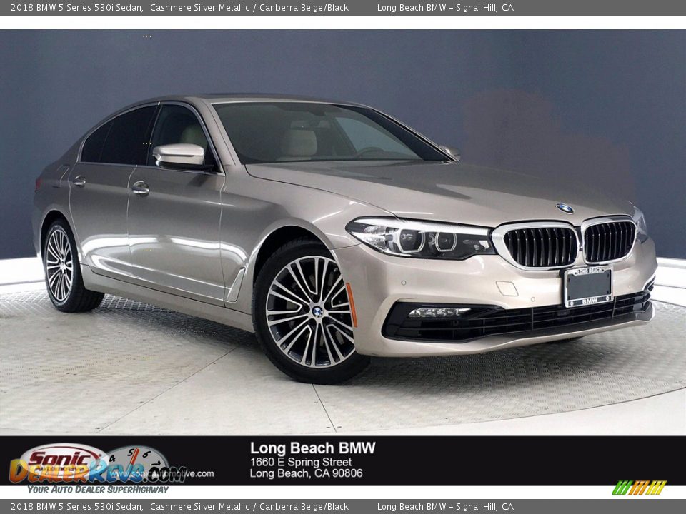 2018 BMW 5 Series 530i Sedan Cashmere Silver Metallic / Canberra Beige/Black Photo #1