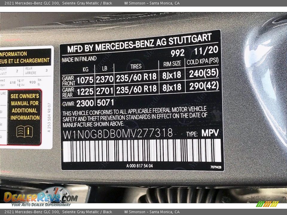 2021 Mercedes-Benz GLC 300 Selenite Gray Metallic / Black Photo #11