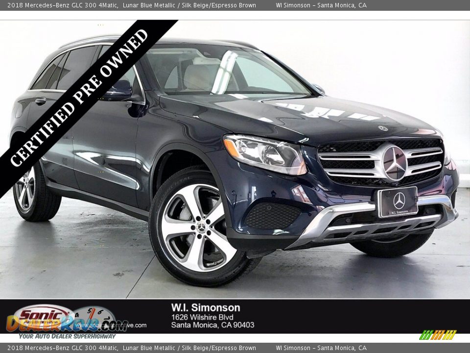 2018 Mercedes-Benz GLC 300 4Matic Lunar Blue Metallic / Silk Beige/Espresso Brown Photo #1