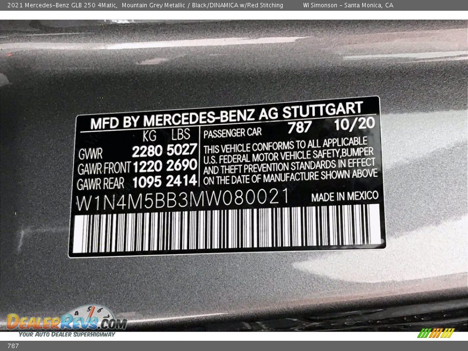 Mercedes-Benz Color Code 787 Mountain Grey Metallic