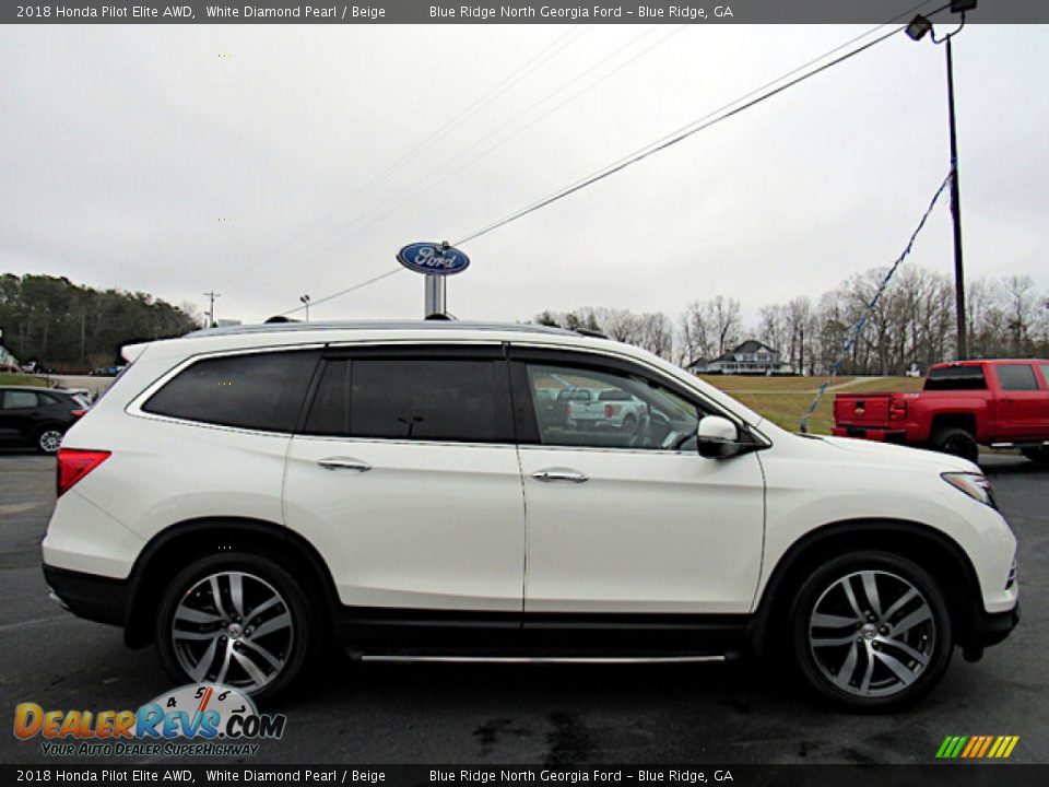 2018 Honda Pilot Elite AWD White Diamond Pearl / Beige Photo #6