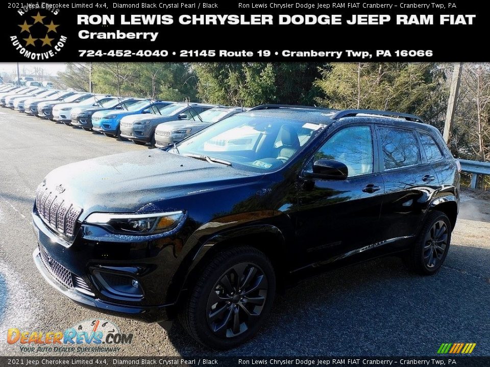 2021 Jeep Cherokee Limited 4x4 Diamond Black Crystal Pearl / Black Photo #1