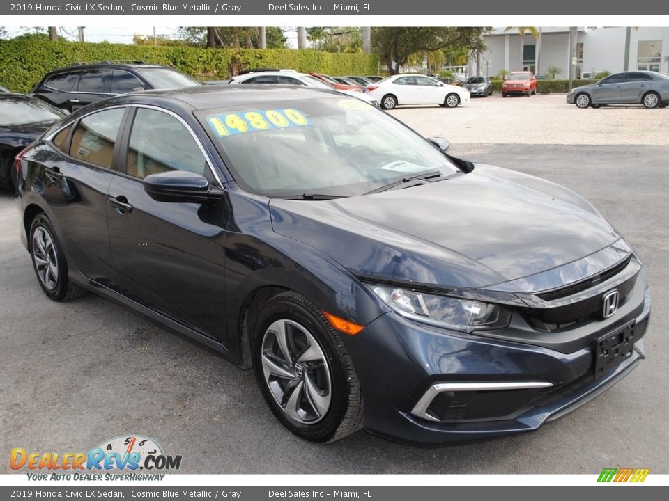 2019 Honda Civic LX Sedan Cosmic Blue Metallic / Gray Photo #2