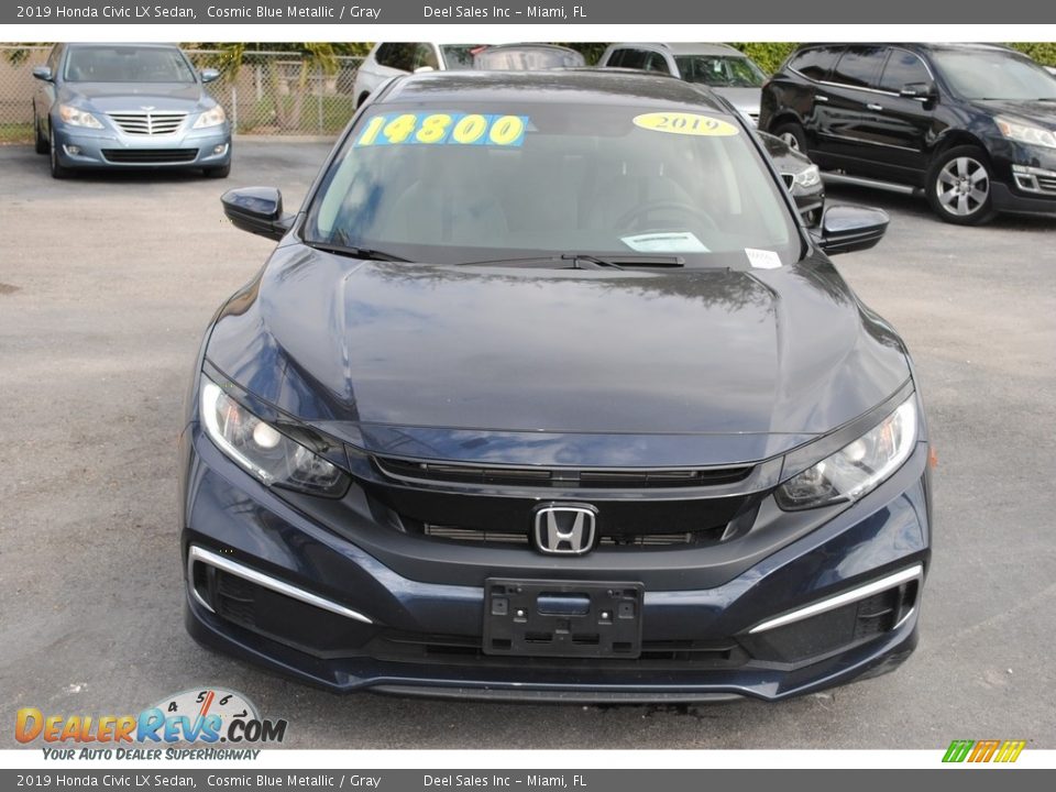 2019 Honda Civic LX Sedan Cosmic Blue Metallic / Gray Photo #3