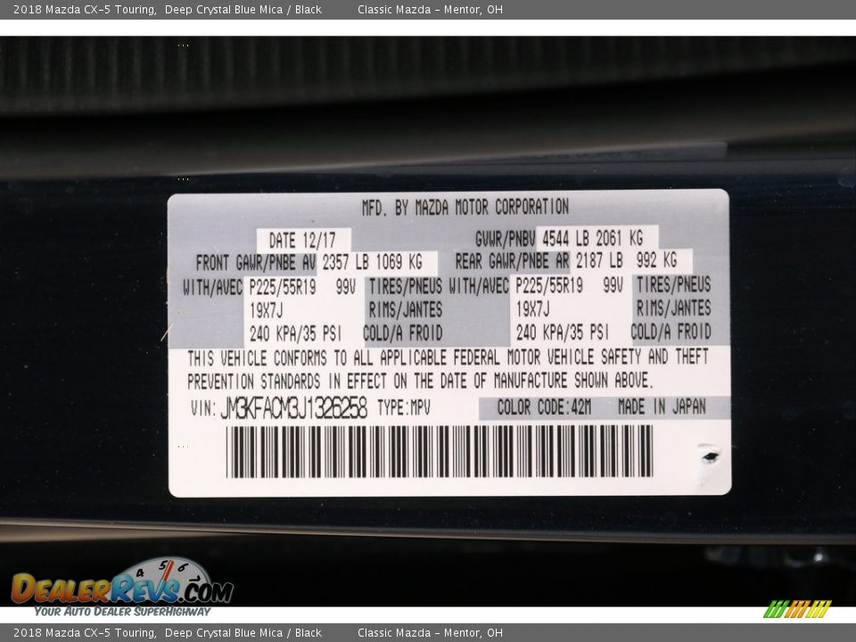2018 Mazda CX-5 Touring Deep Crystal Blue Mica / Black Photo #21