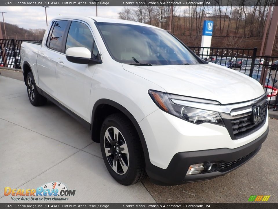 2020 Honda Ridgeline RTL AWD Platinum White Pearl / Beige Photo #3