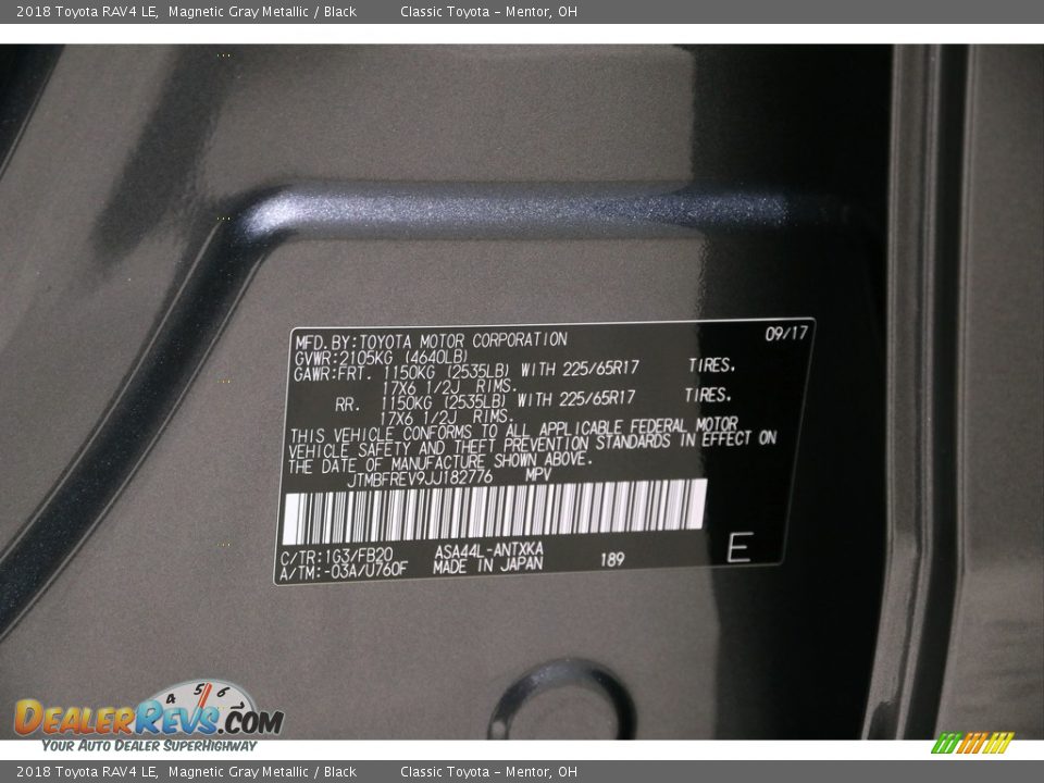 2018 Toyota RAV4 LE Magnetic Gray Metallic / Black Photo #19