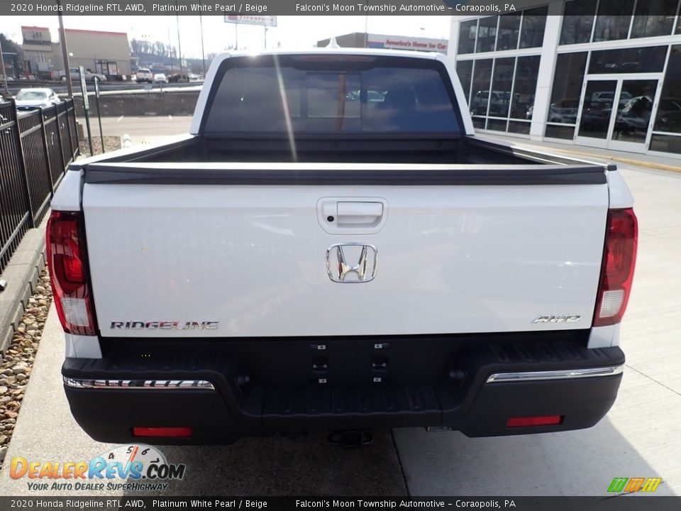 2020 Honda Ridgeline RTL AWD Platinum White Pearl / Beige Photo #6