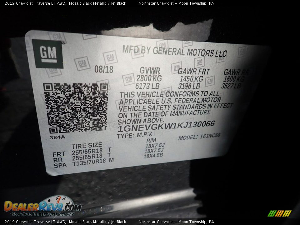 2019 Chevrolet Traverse LT AWD Mosaic Black Metallic / Jet Black Photo #28