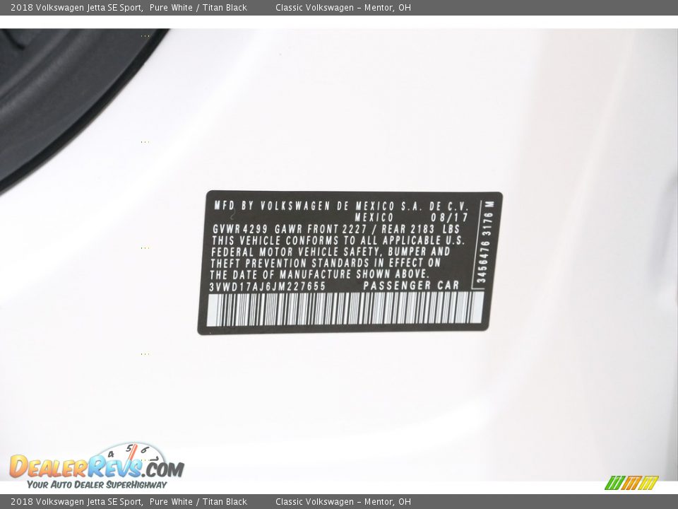 2018 Volkswagen Jetta SE Sport Pure White / Titan Black Photo #20