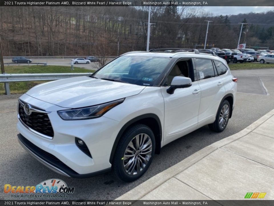 2021 Toyota Highlander Platinum AWD Blizzard White Pearl / Harvest Beige Photo #14