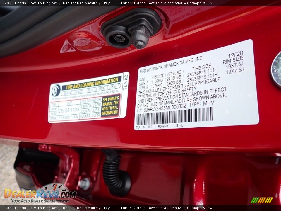 2021 Honda CR-V Touring AWD Radiant Red Metallic / Gray Photo #10
