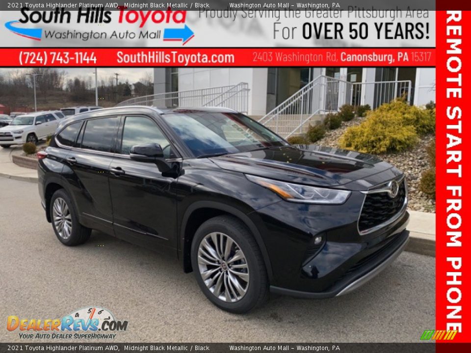 2021 Toyota Highlander Platinum AWD Midnight Black Metallic / Black Photo #1