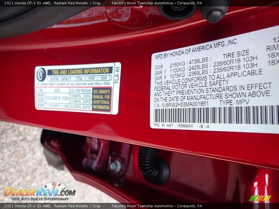 2021 Honda CR-V EX AWD Radiant Red Metallic / Gray Photo #13
