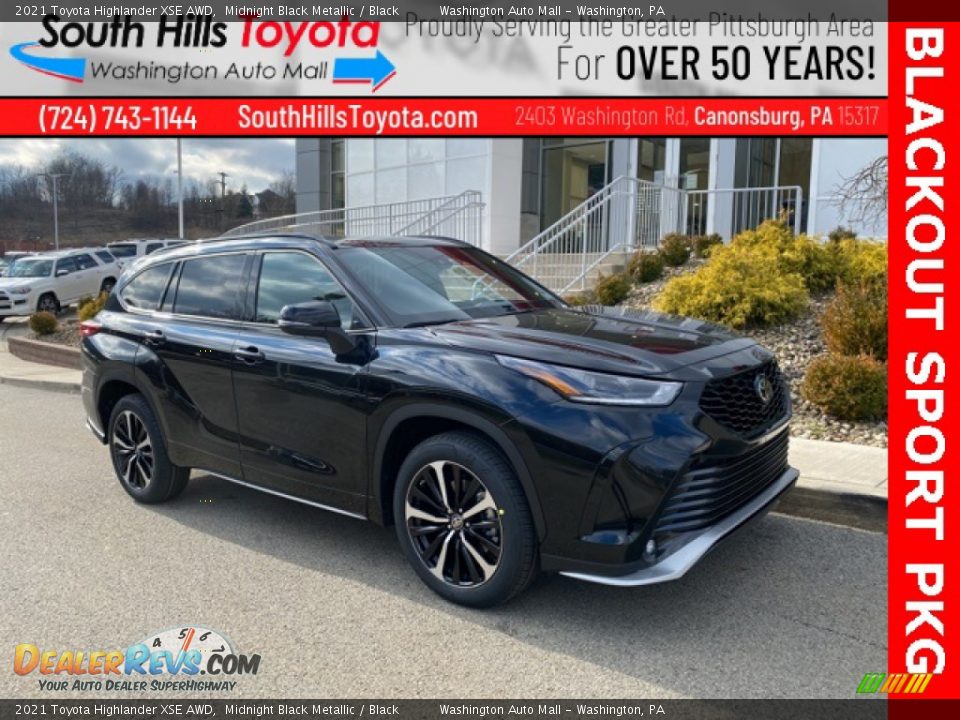 2021 Toyota Highlander XSE AWD Midnight Black Metallic / Black Photo #1