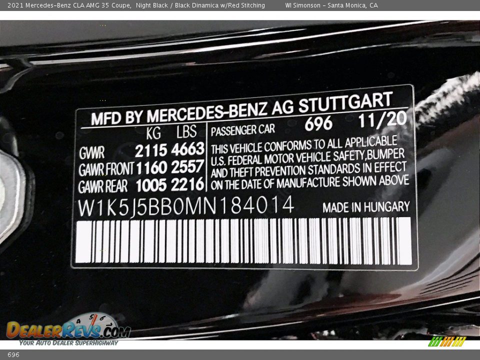 Mercedes-Benz Color Code 696 Night Black