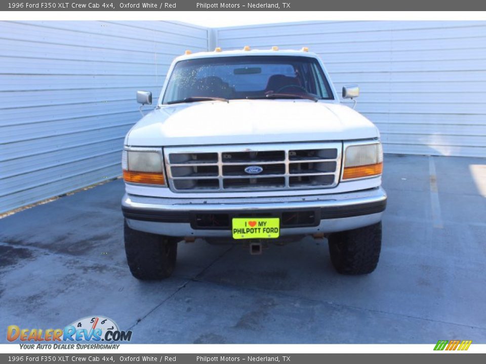1996 Ford F350 XLT Crew Cab 4x4 Oxford White / Red Photo #3