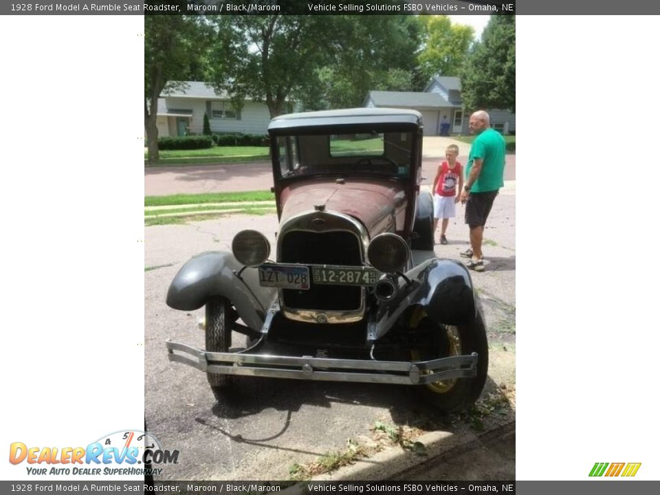 1928 Ford Model A Rumble Seat Roadster Maroon / Black/Maroon Photo #6